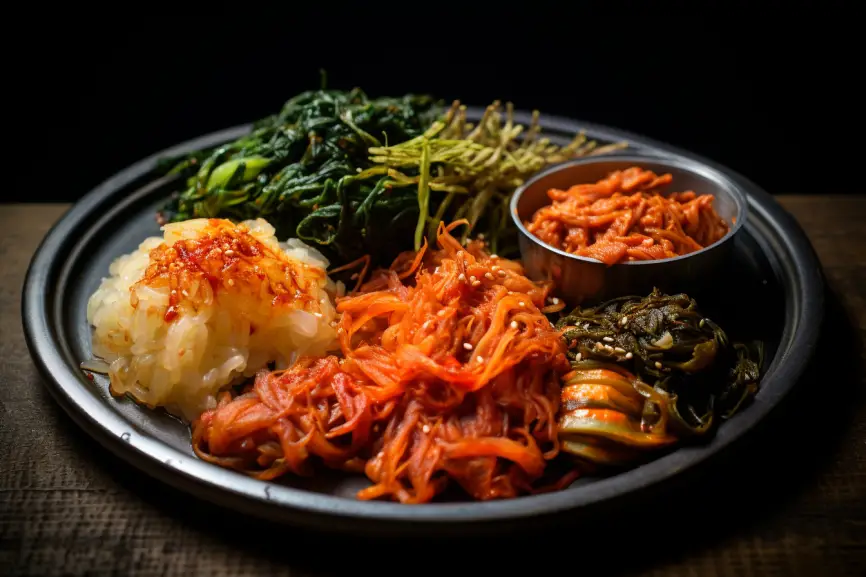 Repeat image of a fantastic plate of Kimchi and assorted sides, influencer edition.