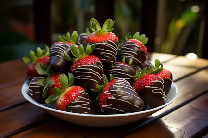 Delightful chocolates coated with luscious strawberry-flavored topping.