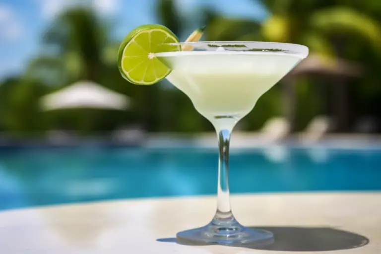 Vodka margarita cocktail by the pool, influencer edition.