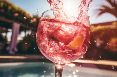 Wine spritzer cocktail by the pool, influencer edition.
