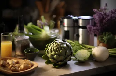 Artichoke meal recipe displayed with all ingredients.